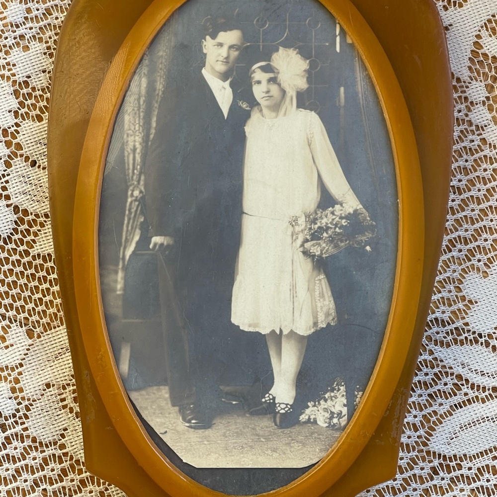 Very old hand mirror picture frame 1920s no glass - Picture 10 of 11